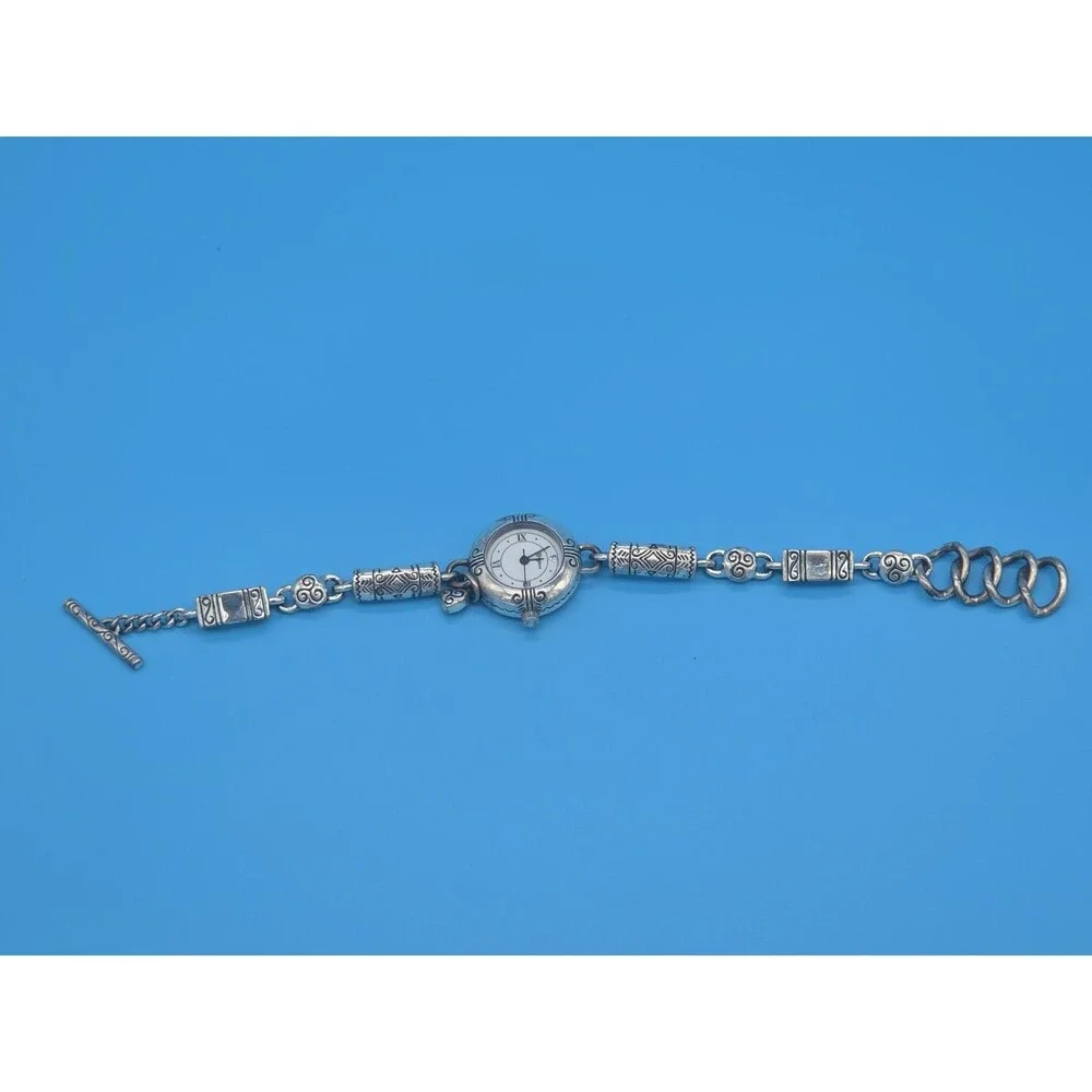 Brighton Silver Marrakesh Quartz Watch Bracelet Toggle Clasp New Battery